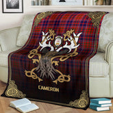 Clan Cameron of Lochiel Modern Tartan Crest Premium Blanket Celtic Stag Style CQ18 Clan Cameron Tartan Today